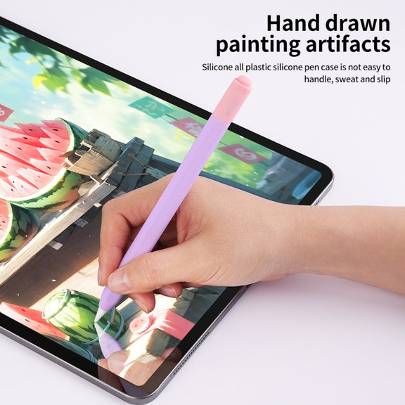 For Apple Pencil (USB-C) Double Cap Contrasting Color Silicone Protective Case(Orange)