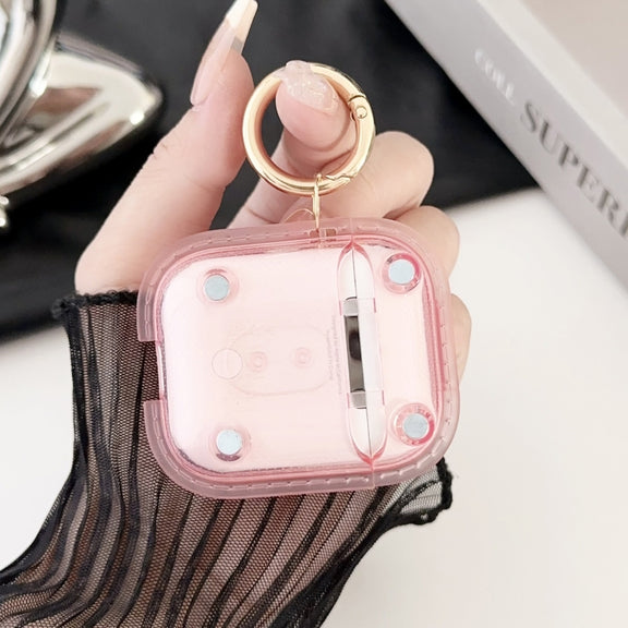 For AirPods 1 / 2 Magnetic Clear Armor TPU TWS Earphone Case(Pink)