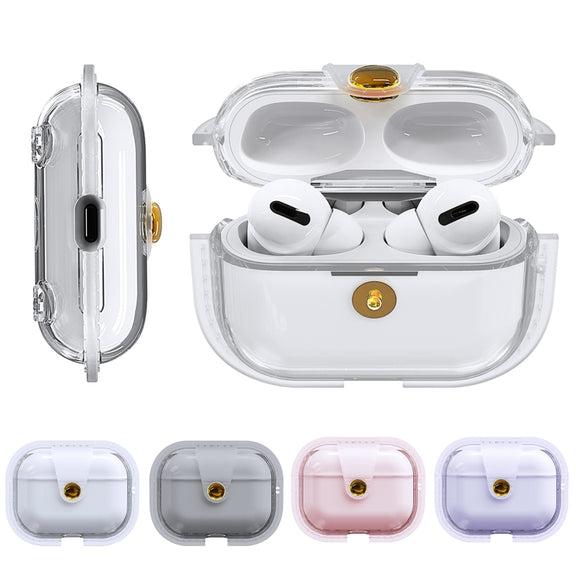 For AirPods Pro 1 Magnetic Clear Armor TPU TWS Earphone Case(Blue)