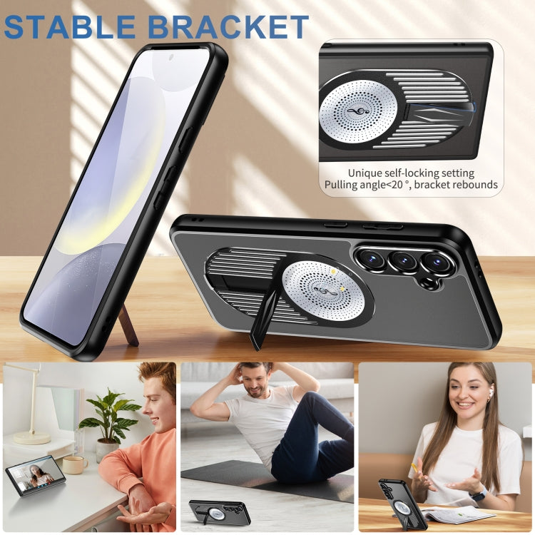 For Samsung Galaxy S24 FE 5G Heat Dissipation Aromatherapy MagSafe Holder Phone Case(Black)