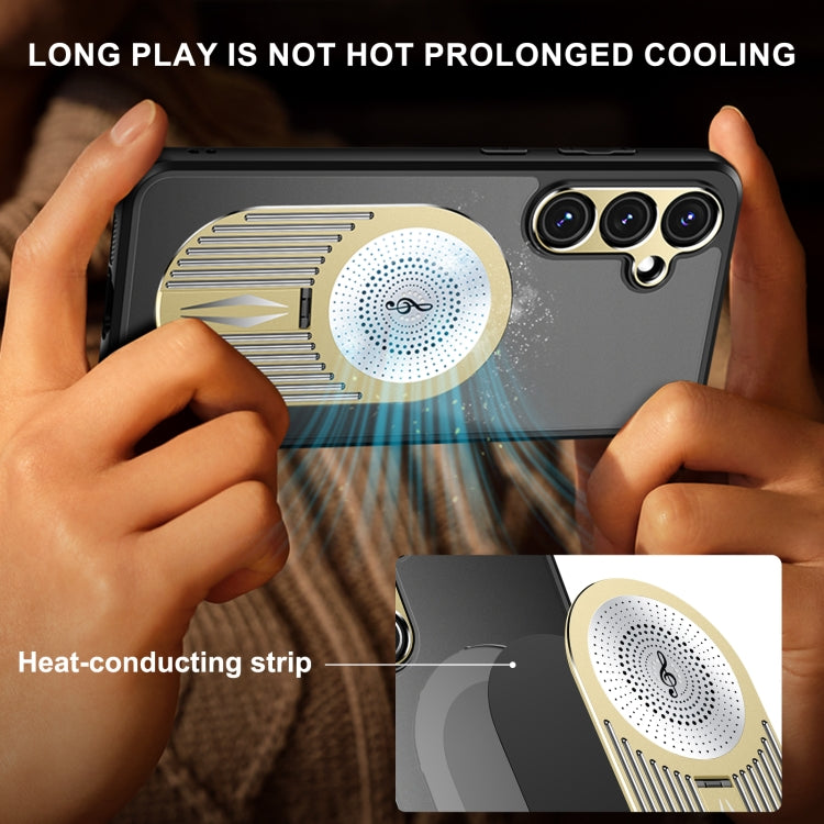 For Samsung Galaxy S24 FE 5G Heat Dissipation Aromatherapy MagSafe Holder Phone Case(Gold)