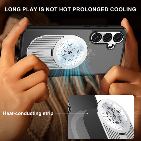 For Samsung Galaxy S24 FE 5G Heat Dissipation Aromatherapy MagSafe Holder Phone Case(Silver)