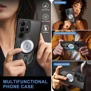 For Samsung Galaxy S25 Ultra 5G Heat Dissipation Aromatherapy MagSafe Holder Phone Case(Black)