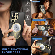 For Samsung Galaxy S25 Ultra 5G Heat Dissipation Aromatherapy MagSafe Holder Phone Case(Gold)