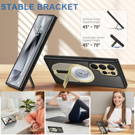 For Samsung Galaxy S25 Ultra 5G Heat Dissipation Aromatherapy MagSafe Holder Phone Case(Gold)
