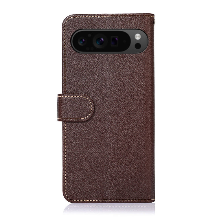 For Google Pixel 10 / 9 KHAZNEH Litchi Texture Leather RFID Phone Case(Brown)
