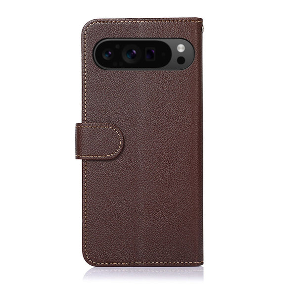 For Google Pixel 10 / 9 KHAZNEH Litchi Texture Leather RFID Phone Case(Brown)