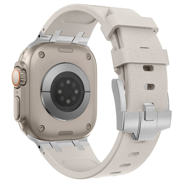 For Apple Watch Series 9 45mm Stone Grain Liquid Silicone Watch Band(Silver Starlight)