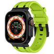 For Apple Watch Ultra 49mm Stone Grain Liquid Silicone Watch Band(Black Green) - Watch Bands by PMC TechLife | Online Shopping South Africa | PMC TechLife