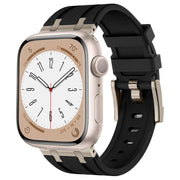For Apple Watch Series 7 45mm Stone Grain Liquid Silicone Watch Band(Titanium Black)