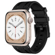 For Apple Watch SE 44mm Stone Grain Liquid Silicone Watch Band(Black Black) - Watch Bands by PMC TechLife | Online Shopping South Africa | PMC TechLife