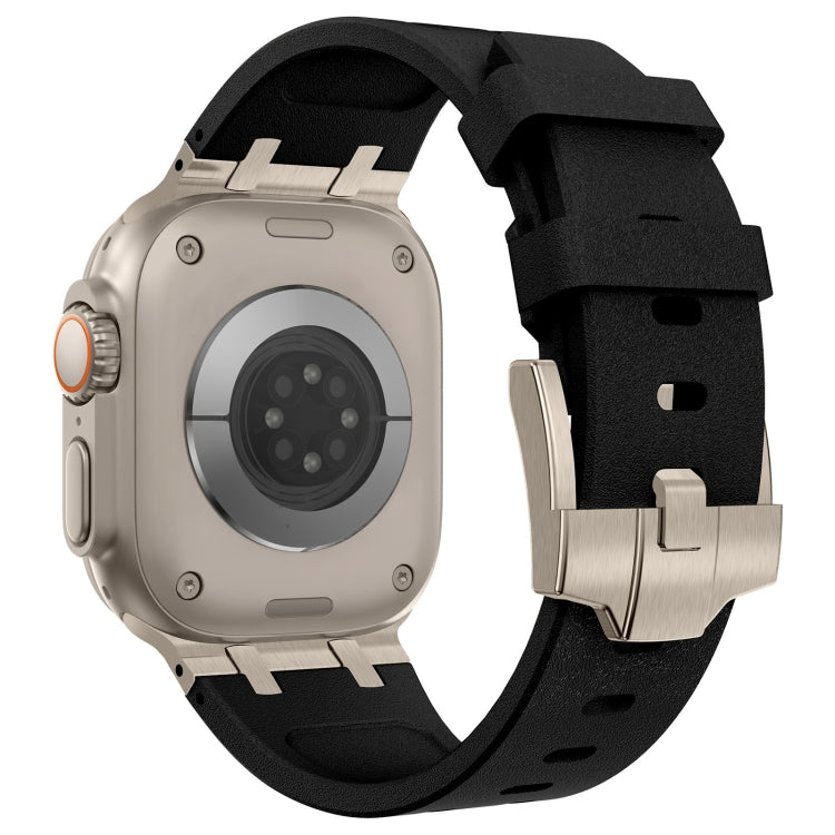 For Apple Watch SE 44mm Stone Grain Liquid Silicone Watch Band(Titanium Black)