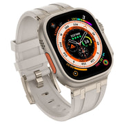 For Apple Watch SE 44mm Stone Grain Liquid Silicone Watch Band(Titanium Starlight)
