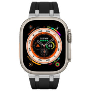 For Apple Watch SE 44mm Stone Grain Liquid Silicone Watch Band(Silver Black)