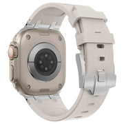 For Apple Watch Series 4 44mm Stone Grain Liquid Silicone Watch Band(Silver Starlight)