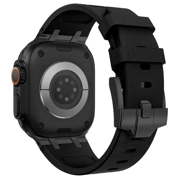 For Apple Watch Series 2 42mm Stone Grain Liquid Silicone Watch Band(Black Black)