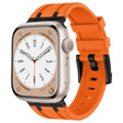 For Apple Watch 42mm Stone Grain Liquid Silicone Watch Band(Black Orange) - Watch Bands by PMC TechLife | Online Shopping South Africa | PMC TechLife