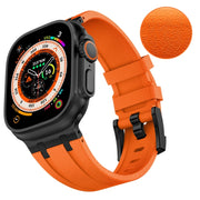 For Apple Watch 42mm Stone Grain Liquid Silicone Watch Band(Black Orange)