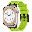 For Apple Watch 42mm Stone Grain Liquid Silicone Watch Band(Black Green) - Watch Bands by PMC TechLife | Online Shopping South Africa | PMC TechLife