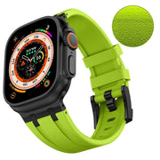 For Apple Watch 42mm Stone Grain Liquid Silicone Watch Band(Black Green)