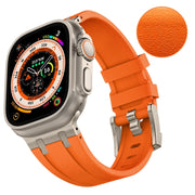 For Apple Watch 42mm Stone Grain Liquid Silicone Watch Band(Titanium Orange)