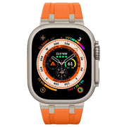 For Apple Watch 42mm Stone Grain Liquid Silicone Watch Band(Titanium Orange)