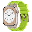 For Apple Watch 42mm Stone Grain Liquid Silicone Watch Band(Titanium Green) - Watch Bands by PMC TechLife | Online Shopping South Africa | PMC TechLife