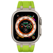 For Apple Watch 42mm Stone Grain Liquid Silicone Watch Band(Titanium Green)