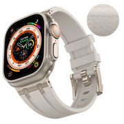 For Apple Watch 42mm Stone Grain Liquid Silicone Watch Band(Titanium Starlight)