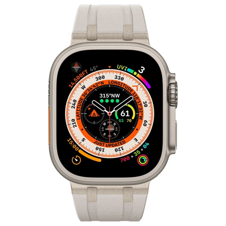 For Apple Watch 42mm Stone Grain Liquid Silicone Watch Band(Titanium Starlight)