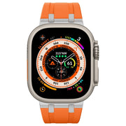 For Apple Watch 42mm Stone Grain Liquid Silicone Watch Band(Sliver Orange)