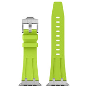 For Apple Watch 42mm Stone Grain Liquid Silicone Watch Band(Silver Green)
