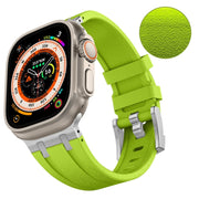 For Apple Watch 42mm Stone Grain Liquid Silicone Watch Band(Silver Green)