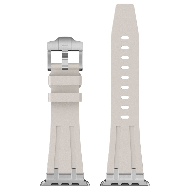 For Apple Watch 42mm Stone Grain Liquid Silicone Watch Band(Silver Starlight)