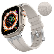 For Apple Watch 42mm Stone Grain Liquid Silicone Watch Band(Silver Starlight)