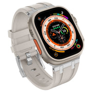 For Apple Watch 42mm Stone Grain Liquid Silicone Watch Band(Silver Starlight)