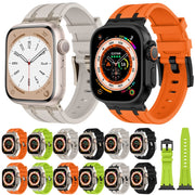 For Apple Watch 42mm Stone Grain Liquid Silicone Watch Band(Black Starlight)