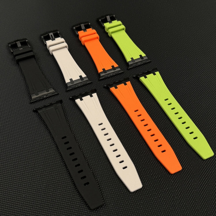 For Apple Watch 42mm Stone Grain Liquid Silicone Watch Band(Black Starlight)