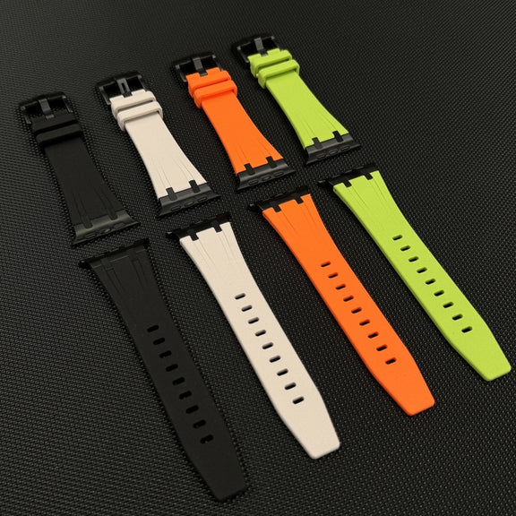 For Apple Watch 42mm Stone Grain Liquid Silicone Watch Band(Black Starlight)