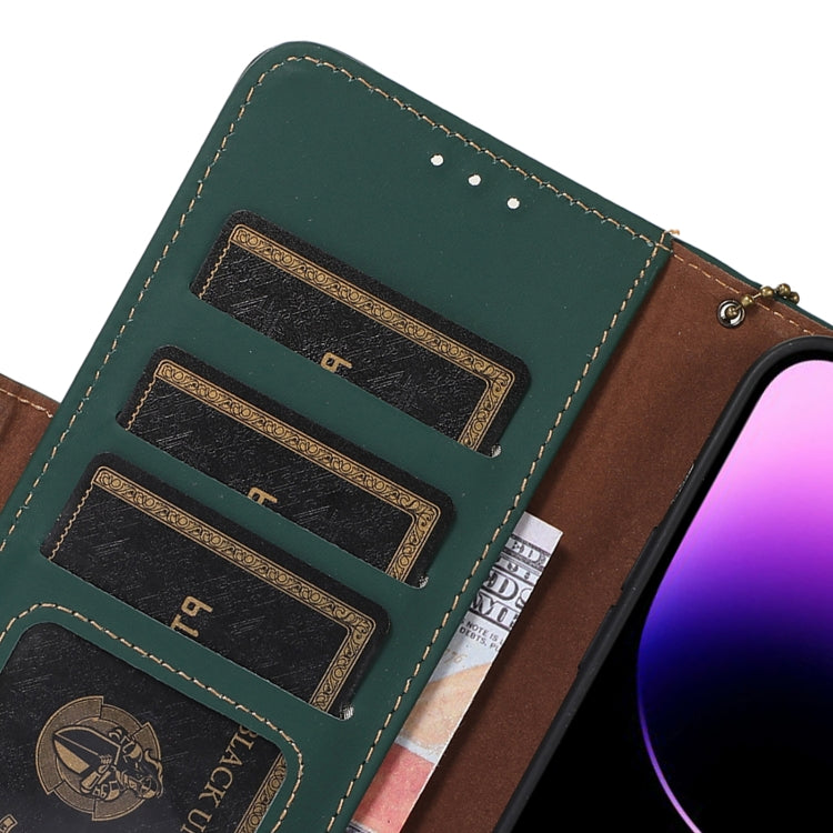 For Google Pixel 10 Pro / 9 Pro Genuine Leather Magnetic RFID Leather Phone Case(Green)