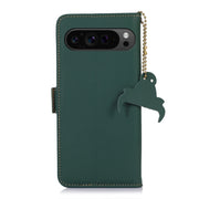 For Google Pixel 10 / 9 Genuine Leather Magnetic RFID Leather Phone Case(Green)