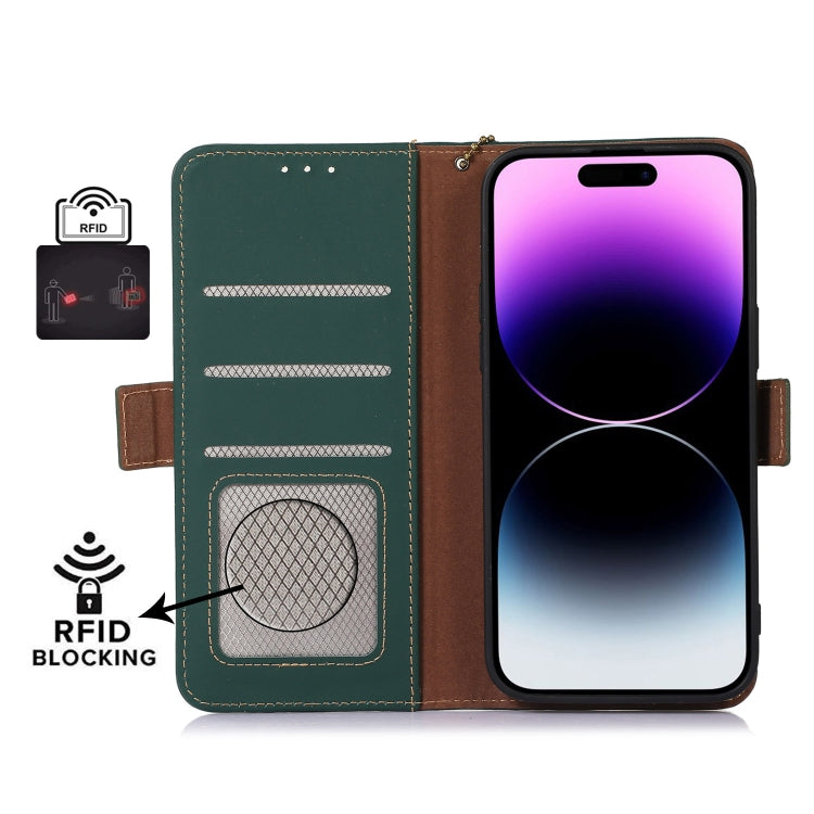 For Google Pixel 10 / 9 Genuine Leather Magnetic RFID Leather Phone Case(Green)