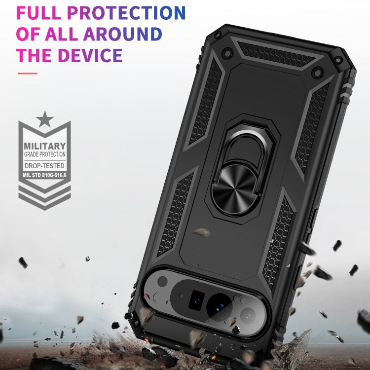 For Google Pixel 9 Pro Shockproof TPU + PC Phone Case with Holder(Black)