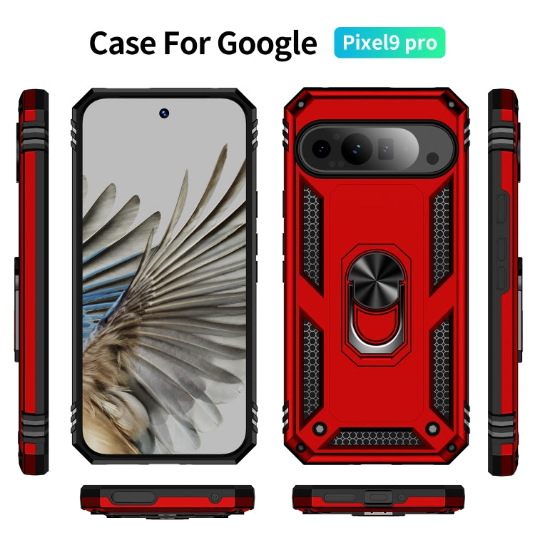 For Google Pixel 9 Pro Shockproof TPU + PC Phone Case with Holder(Red)