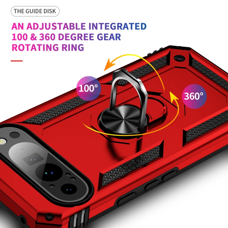 For Google Pixel 9 Pro Shockproof TPU + PC Phone Case with Holder(Red)