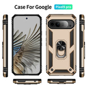 For Google Pixel 9 Pro Shockproof TPU + PC Phone Case with Holder(Gold)