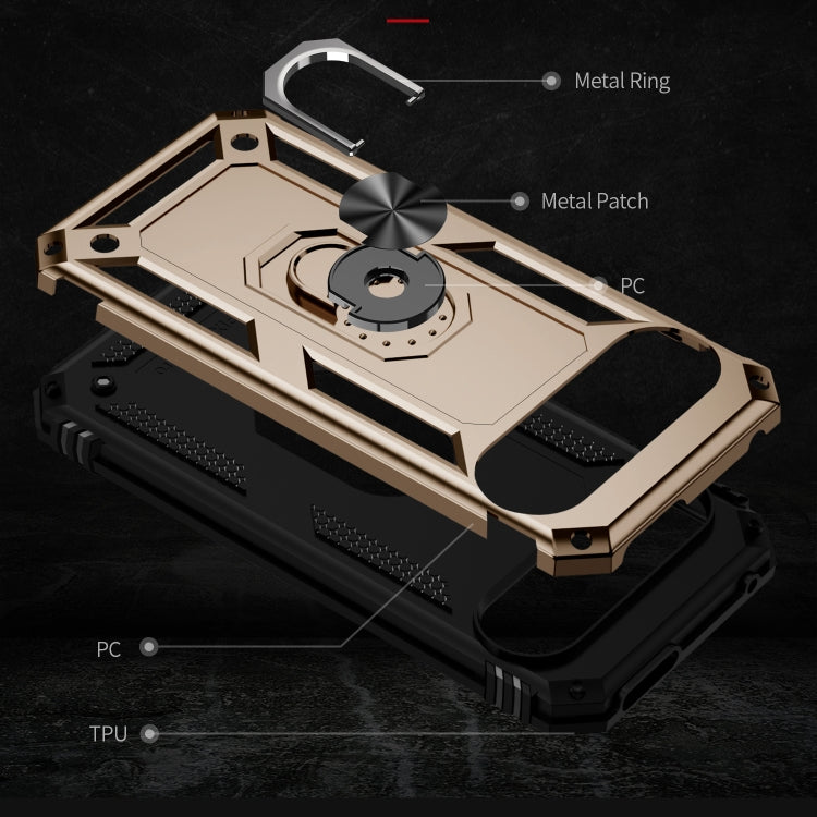 For Google Pixel 9 Pro Shockproof TPU + PC Phone Case with Holder(Gold)