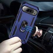 For Google Pixel 9 Pro Shockproof TPU + PC Phone Case with Holder(Blue)
