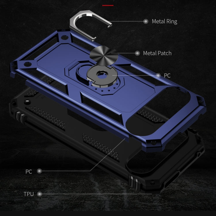 For Google Pixel 9 Pro Shockproof TPU + PC Phone Case with Holder(Blue)