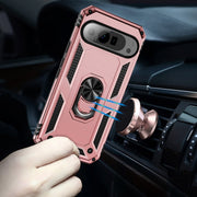 For Google Pixel 9 Pro Shockproof TPU + PC Phone Case with Holder(Rose Gold)